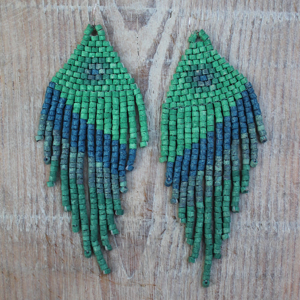 Handmade Clay Beaded 'Quetzal' Guatemalan Earrings