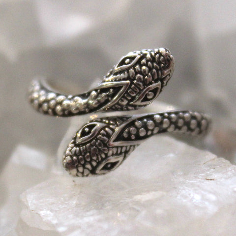 925 Silver Double Headed Snake Ring from Bali
