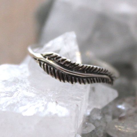 Balinese Silver Feather Mini Ring