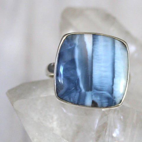 Owyhee Blue Opal + 925 Sterling Silver Ring