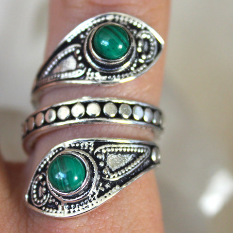 Double Malachite + Sterling Silver Ring