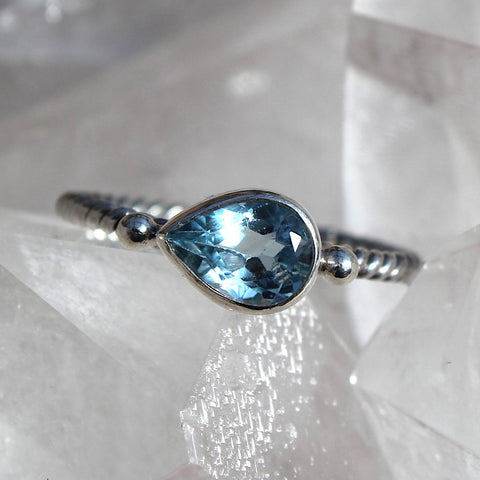 Sterling Silver Topaz Drop Twisted Ring