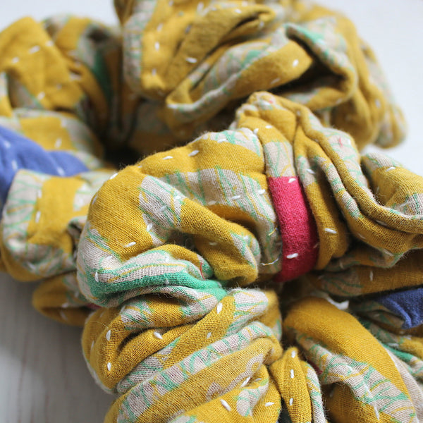 Zero Waste Kantha 'Sunshine' Geometric Scrunchie