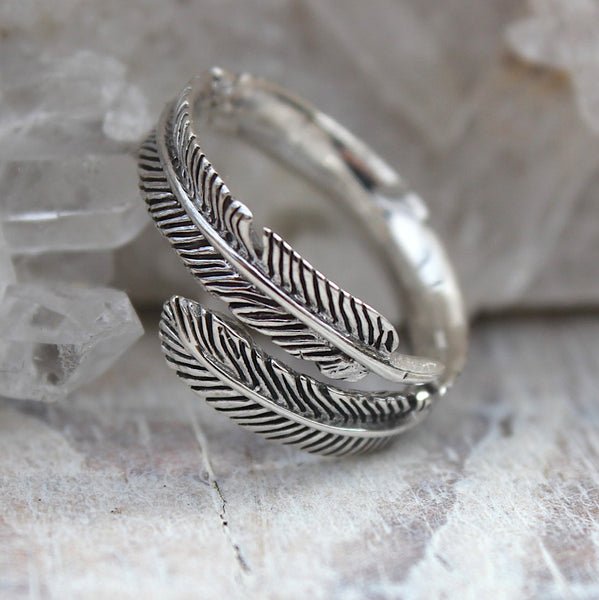 925 Silver Feather Wrap Ring Kanoa Living