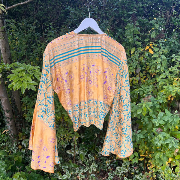 Recycled Indian Sari Sunshine Butterfly Wing Wrap Top