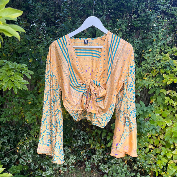 Recycled Indian Sari Sunshine Butterfly Wing Wrap Top
