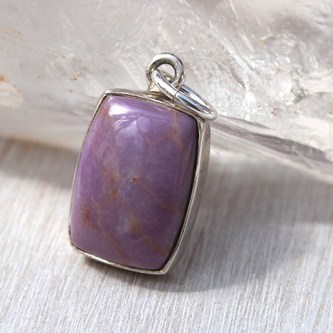 Phosphosiderite + 925 Sterling Silver Little Rectangle Pendant