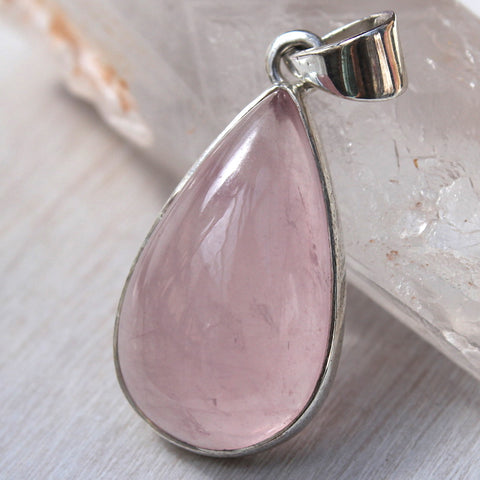 Rose Quartz + 925 Sterling Silver Drop