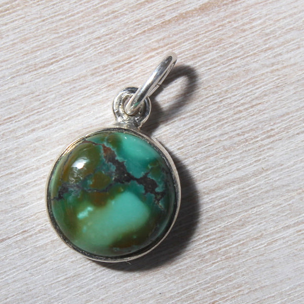 Tibetan Turquoise + 925 Sterling Silver Little Circle Pendant