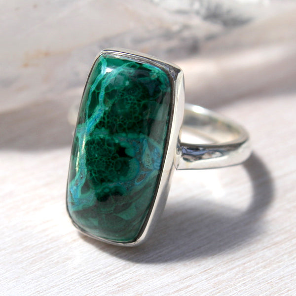 Malacholla [Malachite + Chrysocolla] + 925 Sterling Silver Ring