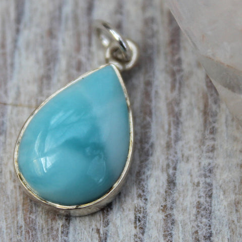 Larimar + 925 Silver Droplet Pendant