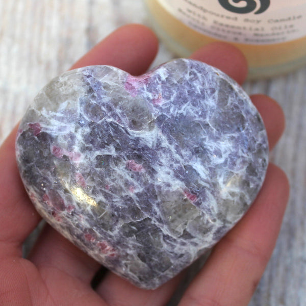 Lepidolite + Pink Tourmaline Heart