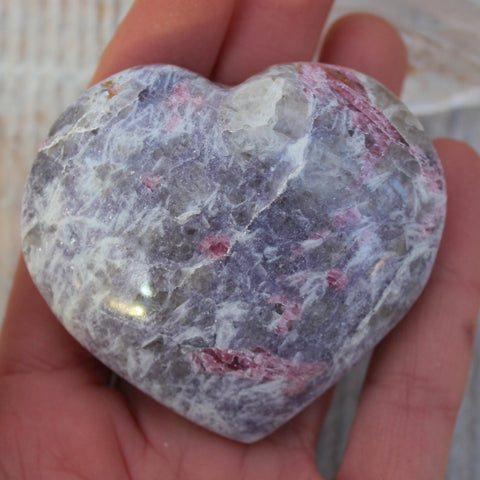 Lepidolite + Pink Tourmaline Heart