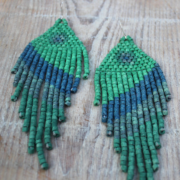 Handmade Clay Beaded 'Quetzal' Guatemalan Earrings