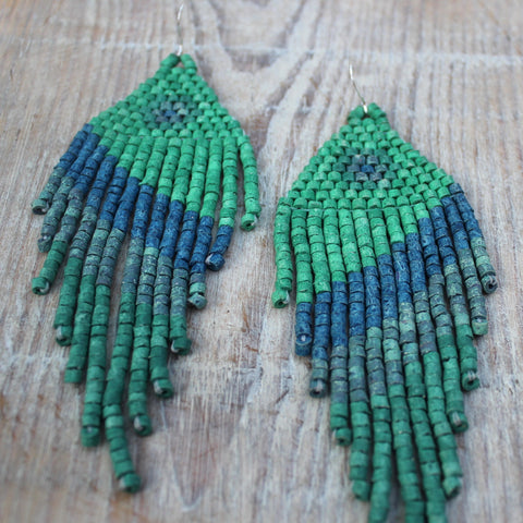 Handmade Clay Beaded 'Quetzal' Guatemalan Earrings