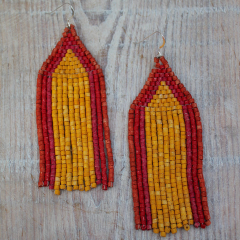 Handmade Clay Beaded 'Fuego' Guatemalan Earrings