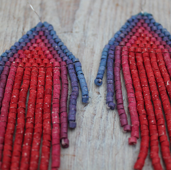 Handmade Clay Beaded Guatemalan 'Hibiscus' Earrings