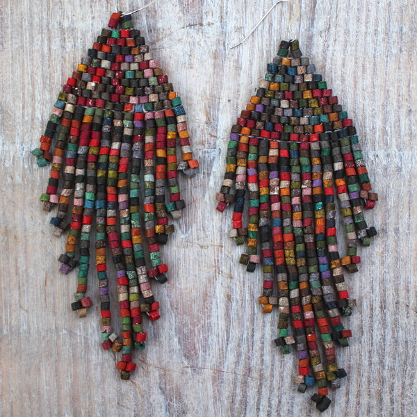 Handmade Clay Beaded 'Dusty Confetti' Guatemalan Earrings