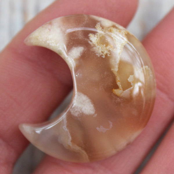Flower Agate Crescent Moon (No.2)