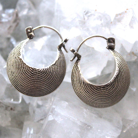 Sterling Silver Tutul Puff Twist Earrings