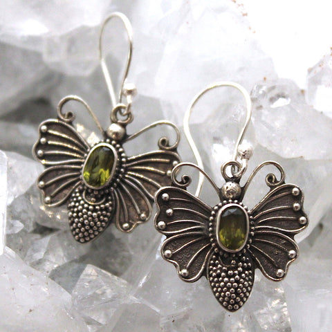 Peridot Butterfly Balinese Earrings