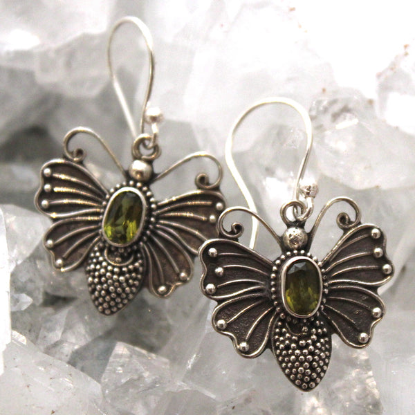 Peridot Butterfly Balinese Earrings