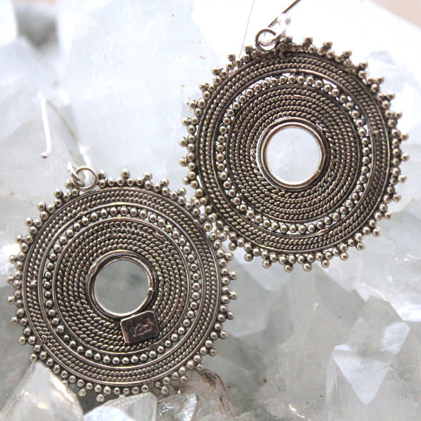 Sterling Silver Intricate Balinese Circle Earrings