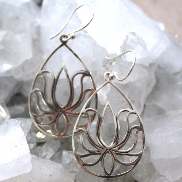 925 Sterling Silver Balinese Lotus Earrings