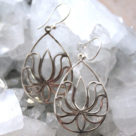 925 Sterling Silver Balinese Lotus Earrings