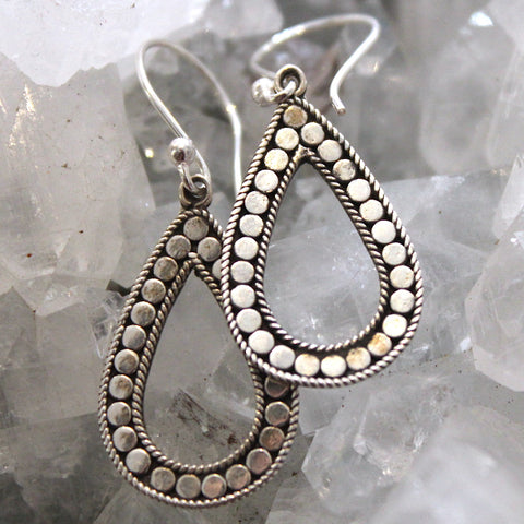 925 Sterling Silver Dotted Droplet Earrings