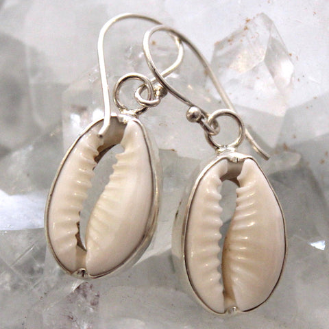 925 Sterling Silver Cowrie Shell Earrings