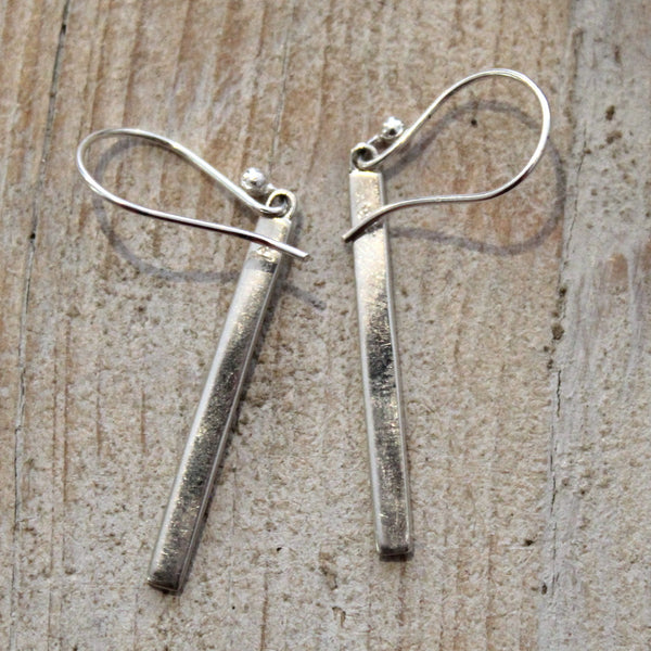 Sterling Silver Swirly Rectangle Earrings from Bali
