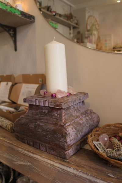 Vintage Indian Lilac Pillar Candle Holder