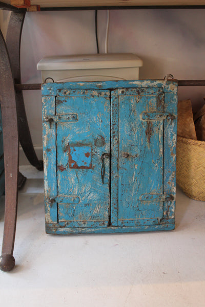 Vintage Indian Blue Double Door Mirror