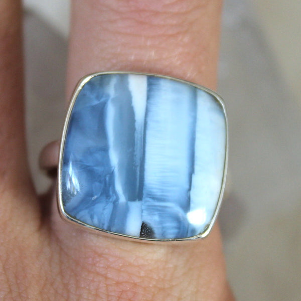 Owyhee Blue Opal + 925 Sterling Silver Ring