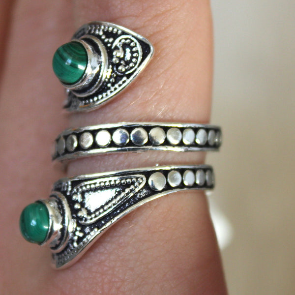Double Malachite + Sterling Silver Ring