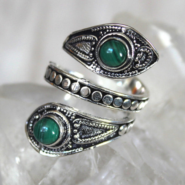 Double Malachite + Sterling Silver Ring