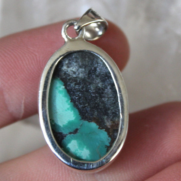 Tibetan Turquoise + 925 Silver Pendant