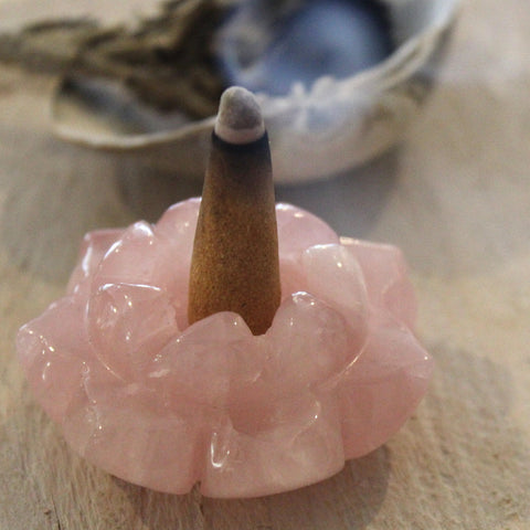Rose Quartz Little Lotus Incense Cone Holder