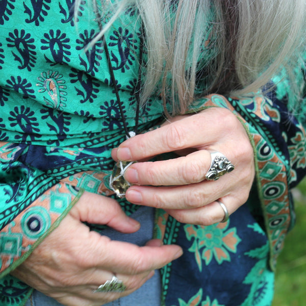 Recycled Indian Sari Turquoise Butterfly Wing Top