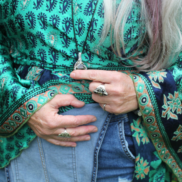 Recycled Indian Sari Turquoise Butterfly Wing Top