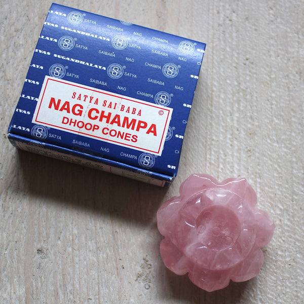 Rose Quartz Little Lotus Incense Cone Holder
