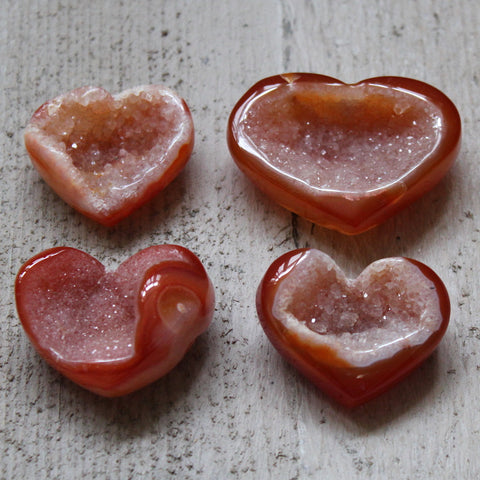 Carnelian Druzy Heart Collection