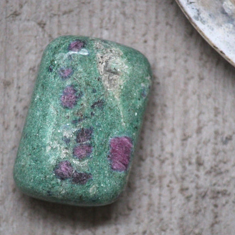 Ruby in Fuchsite Freeform Rectangle Pebble