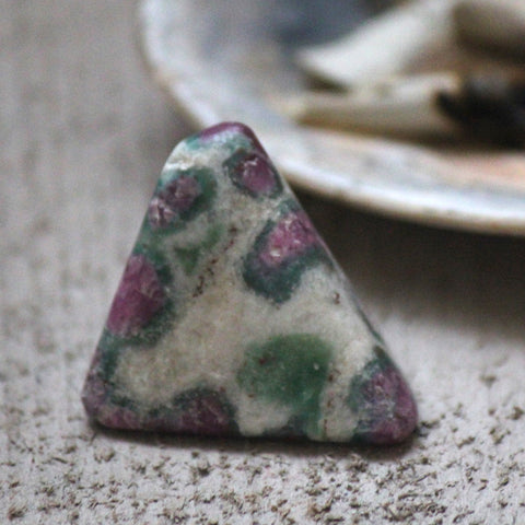 Ruby in Fuchsite Triangular Pebble