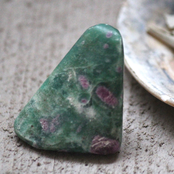 Ruby in Fuchsite Triangle Pebble