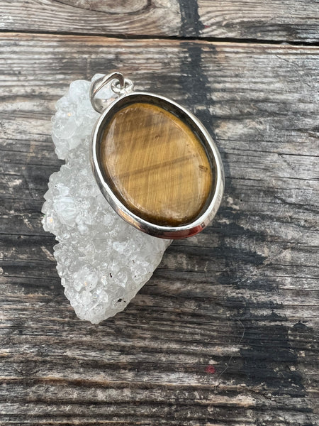 Tiger's Eye + 925 Sterling Silver Pendant