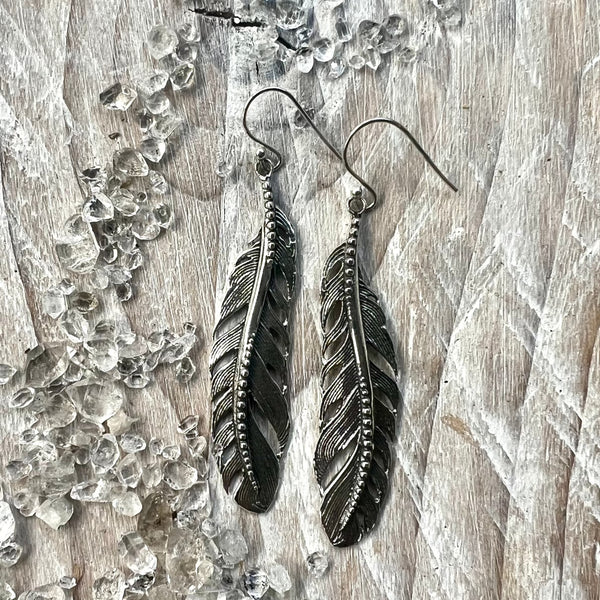 925 Sterling Silver Feather Earrings