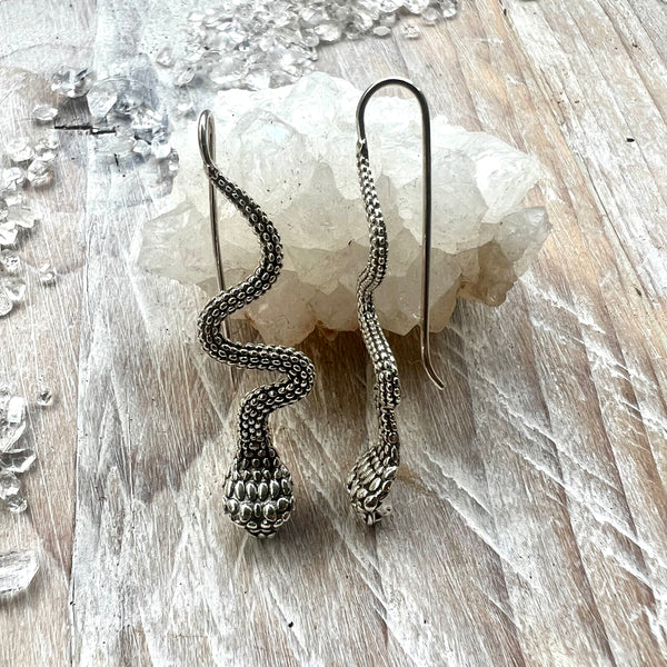 925 Sterling Silver Snake Earrings