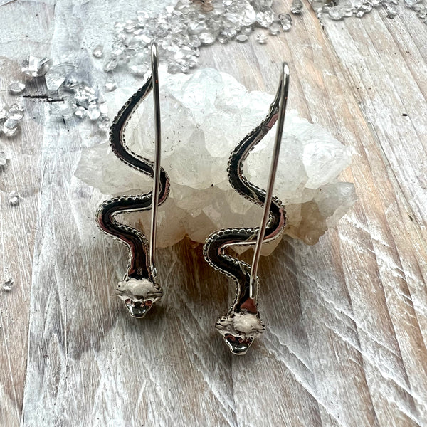 925 Sterling Silver Snake Earrings